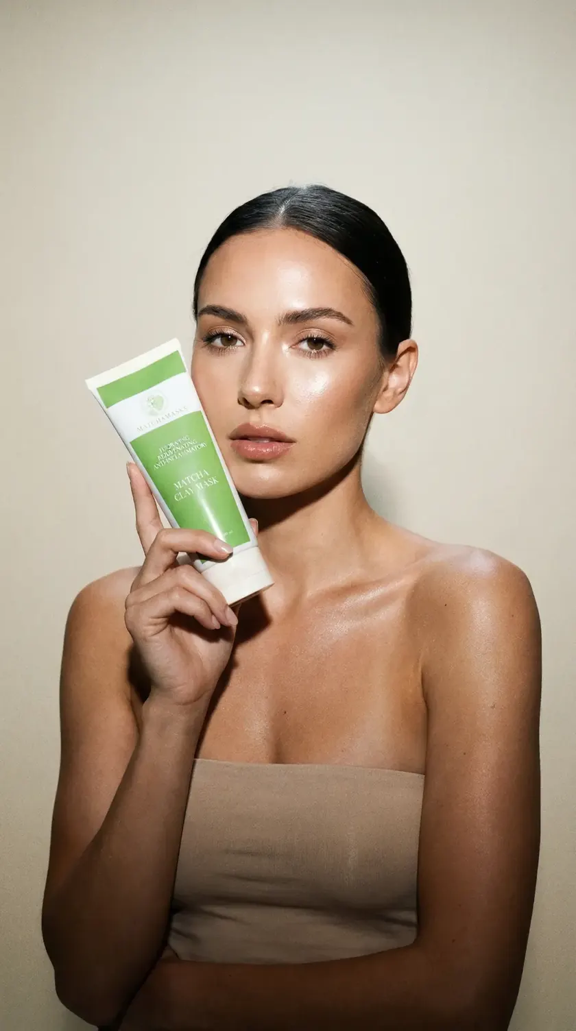Woman holding the Matcha Clay Mask